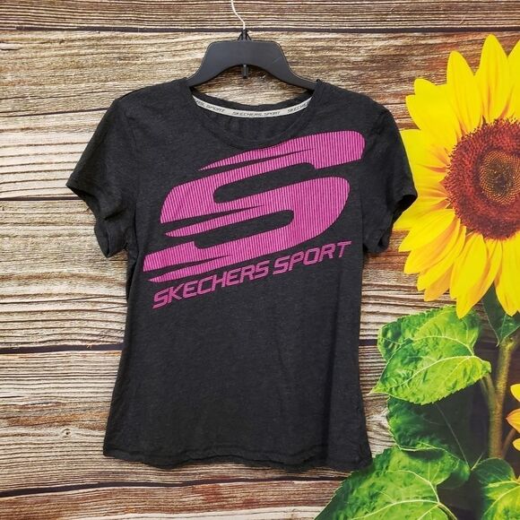 Sketchers short Sleeve gray/pink tee Pre-owned - Picture 1 of 5